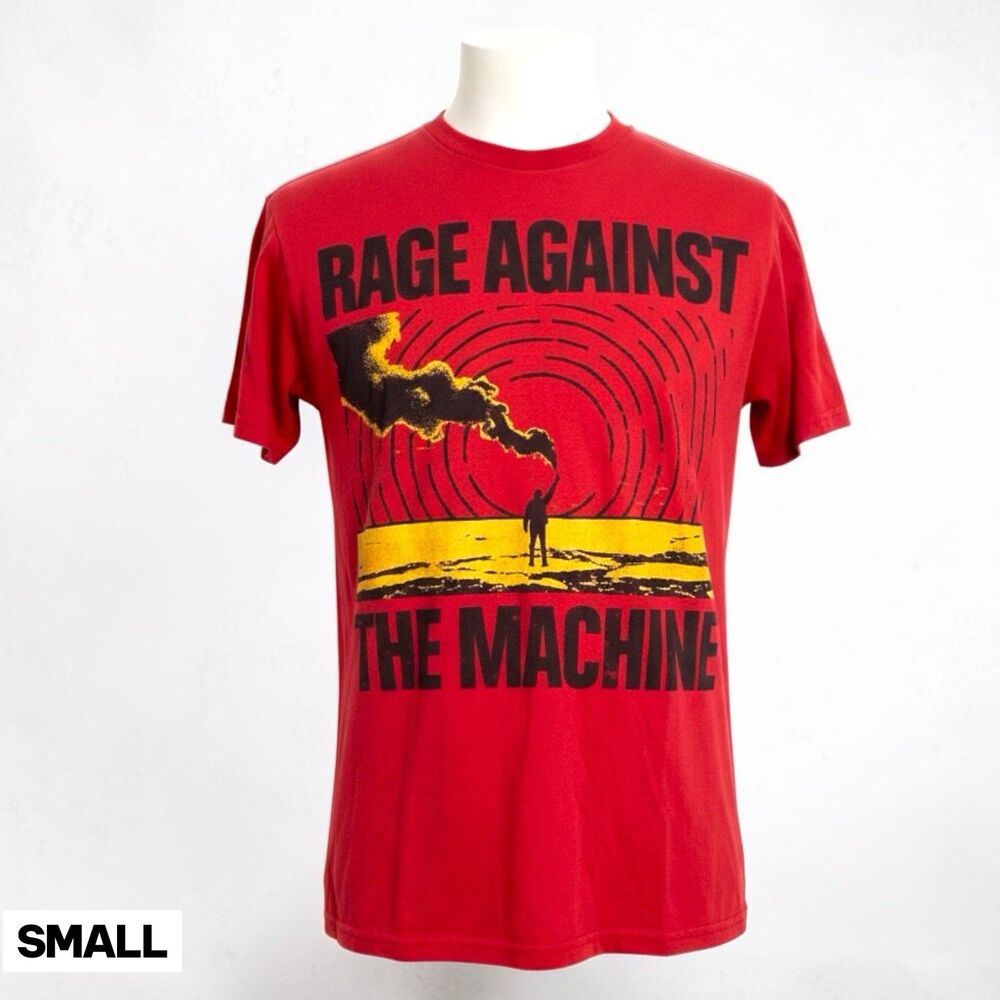 Rage Against the Machine T Shirt  'Smoke Signal' Red Gildan Unisex Size SMALL